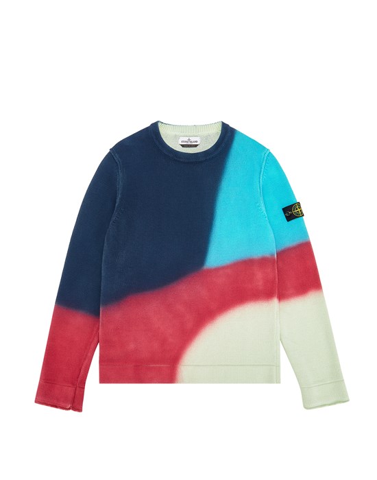 Sweater Man 515A6 TWISTED RAW COTTON WITH LINEN_ AIRBRUSH ON GARMENT DYE Front STONE ISLAND TEEN