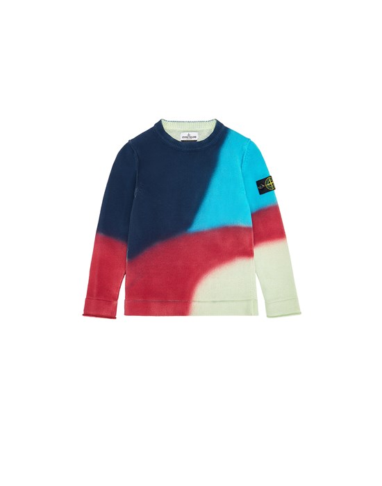 STONE ISLAND JUNIOR 515A6 TWISTED RAW COTTON WITH LINEN_ AIRBRUSH ON GARMENT DYE Sweater Man Turquoise