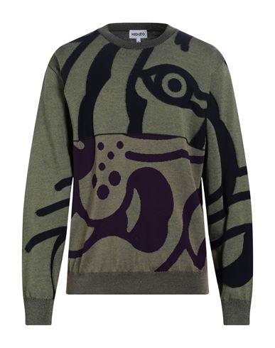 Kenzo Man Sweater Military Green Size Xxl Cotton