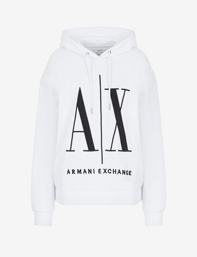 Armani Exchange Felpa Con Cappuccio Bianco Cotone