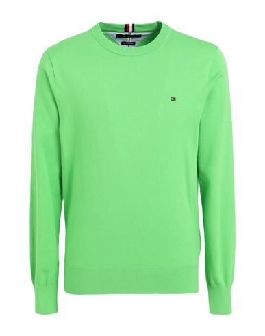 Tommy Hilfiger Man Sweater Acid Green Size L Cotton, Polyester