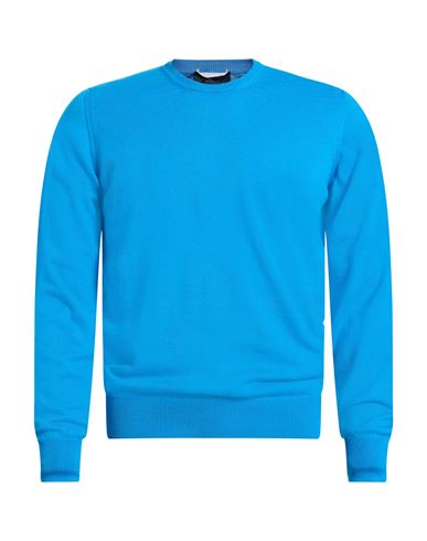 Drumohr Man Sweater Azure Size 38 Super 140s Wool In Blue