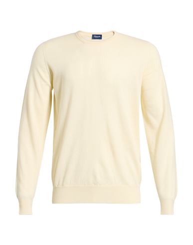 Drumohr Man Sweater Cream Size 44 Super 140s Wool In White