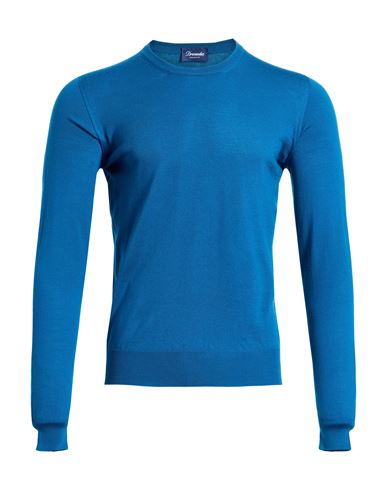 Drumohr Man Sweater Deep Teal Size 40 Super 140s Wool In Blue