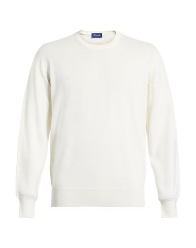 Drumohr Man Sweater Ivory Size 44 Super 140s Wool In White