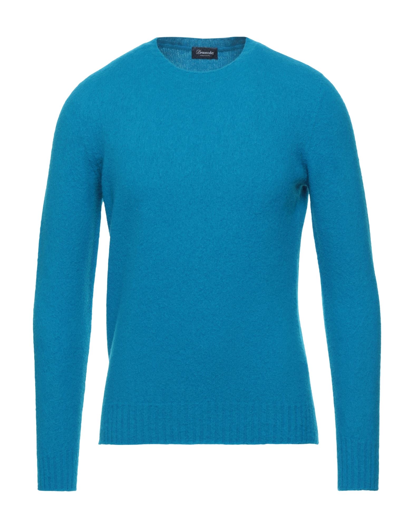 Shop Drumohr Man Sweater Azure Size 38 Lambswool In Blue
