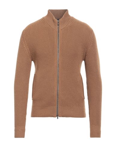 Drumohr Man Cardigan Brown Size 42 Merino Wool In Brown