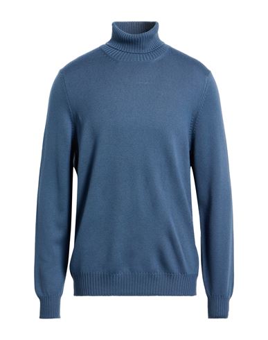 Gran Sasso Man Turtleneck Slate Blue Size 46 Virgin Wool In Blue