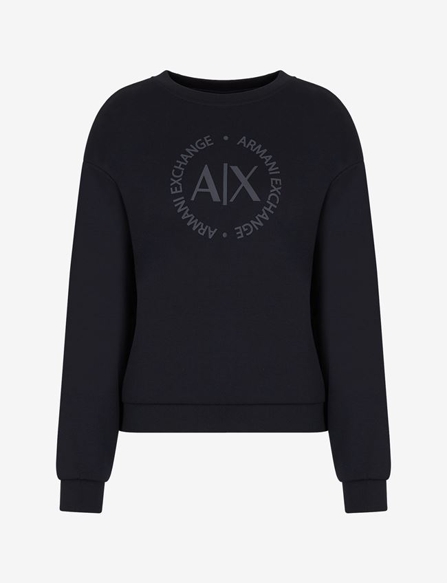 Armani Exchange Felpa Blu Navy Poliestere, Viscosa, Elastan