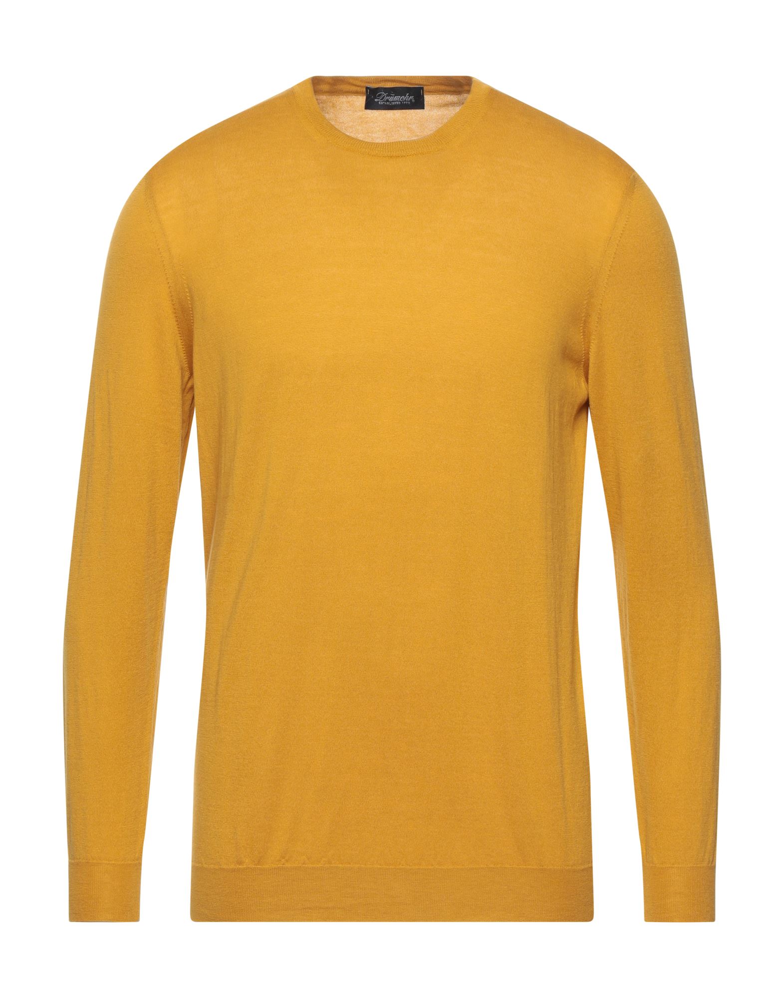 Shop Drumohr Man Sweater Ocher Size 44 Cotton, Cashmere In Yellow
