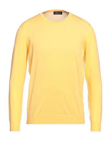 Drumohr Man Sweater Yellow Size 42 Cotton, Cashmere