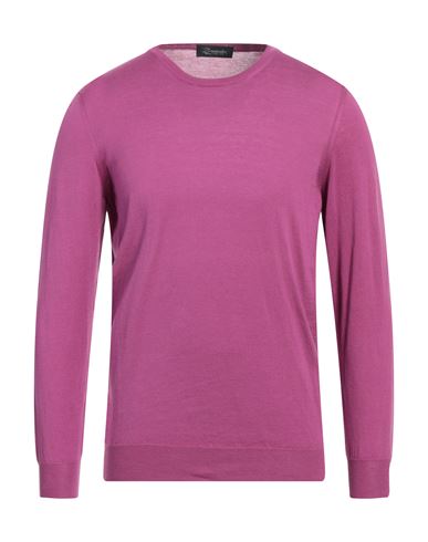 Drumohr Man Sweater Mauve Size 40 Cotton, Cashmere In Purple