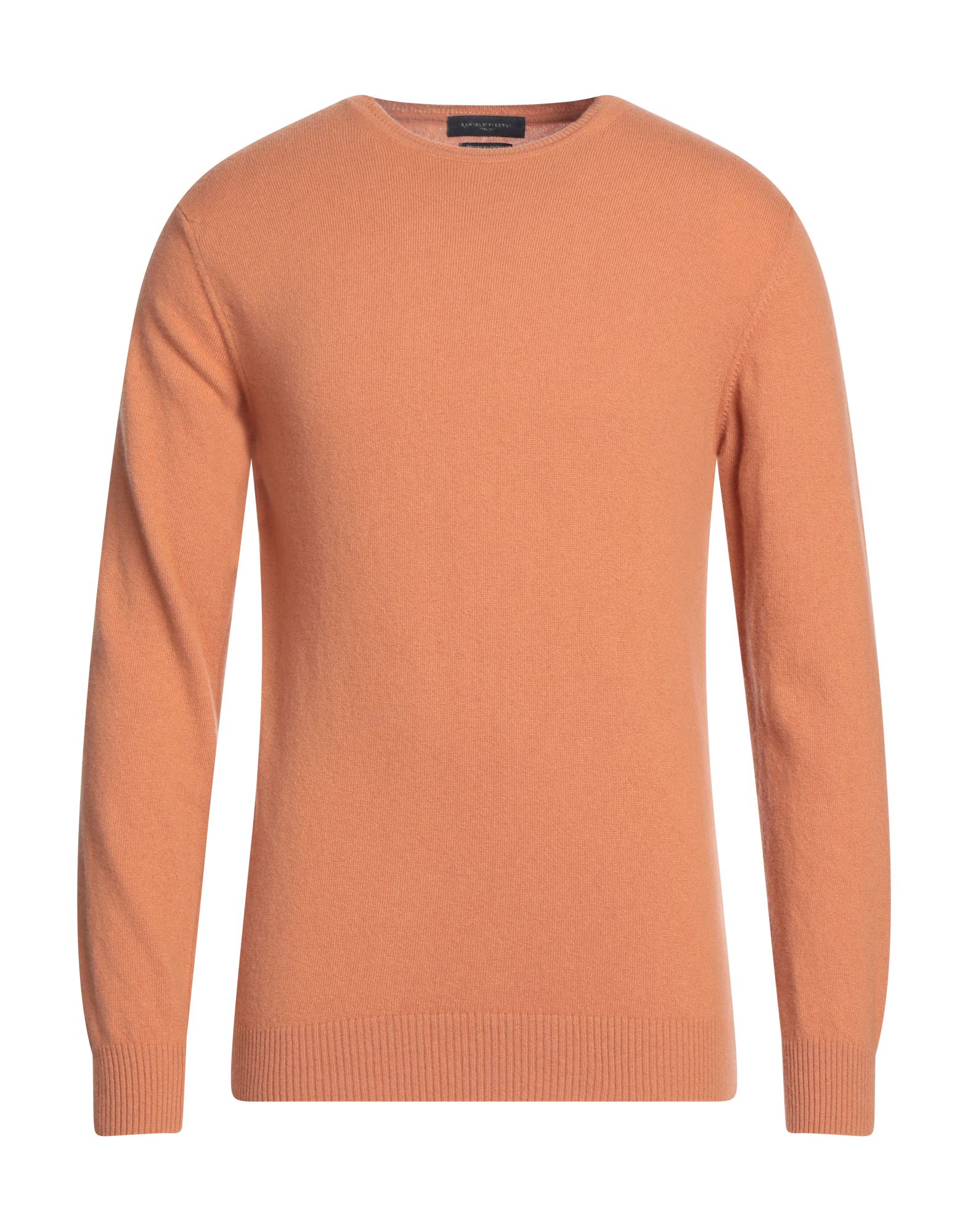 Daniele Fiesoli Man Sweater Apricot Size L Merino Wool, Cashmere In Orange