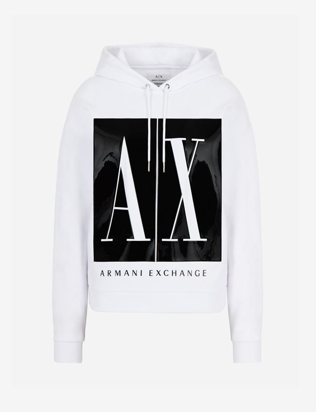 Armani Exchange Felpa Con Cappuccio Bianco Cotone