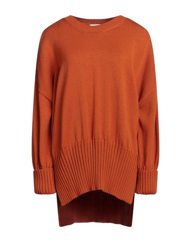 Akep Woman Sweater Orange Size 8 Merino Wool, Acrylic