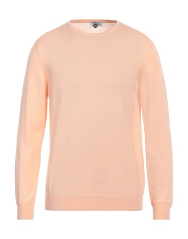 Heritage Man Sweater Apricot Size 40 Virgin Wool, Silk, Cashmere In Pink