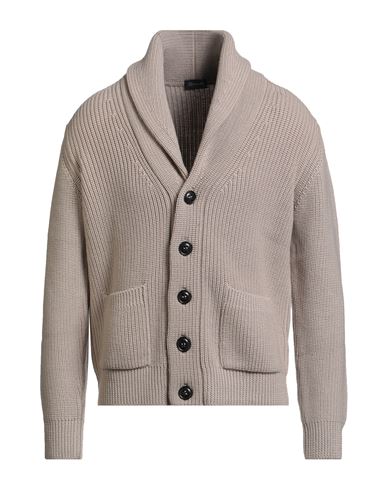 Drumohr Man Cardigan Light Grey Size 44 Merino Wool In Brown