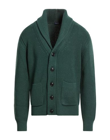Drumohr Man Cardigan Dark Green Size 44 Merino Wool In Green