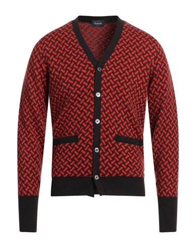 Drumohr Man Cardigan Red Size 40 Cashmere In Red
