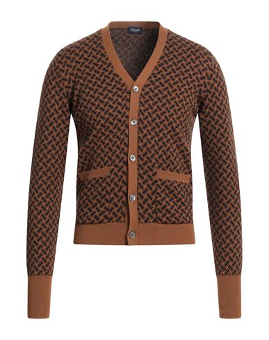 Drumohr Man Cardigan Tan Size 36 Cashmere In Brown