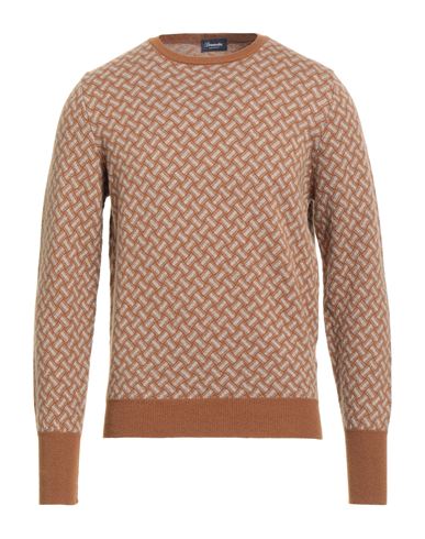 Drumohr Man Sweater Camel Size 44 Cashmere In Brown