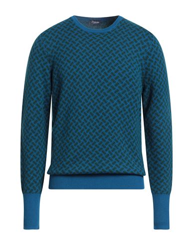 Drumohr Man Sweater Deep Teal Size 44 Cashmere In Blue