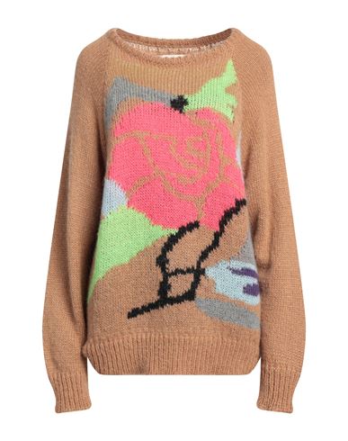 Pink Memories Woman Sweater Camel Size 6 Acrylic, Mohair Wool, Polyamide, Wool In Beige