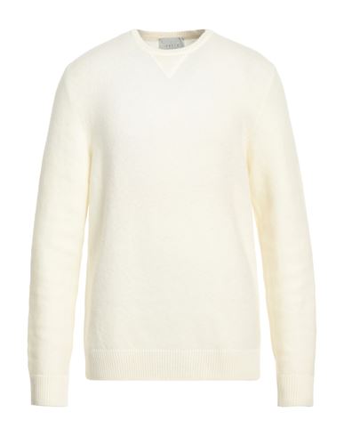 Vneck Man Sweater Cream Size 42 Wool, Polyamide, Elastane In White