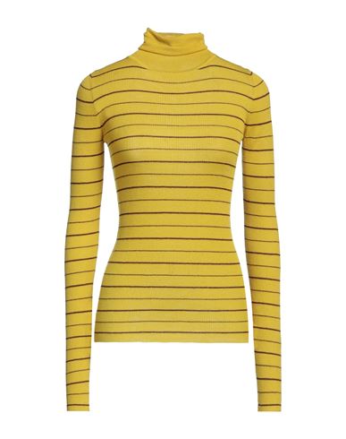 Alysi Woman Turtleneck Ocher Size S Wool, Metal In Yellow
