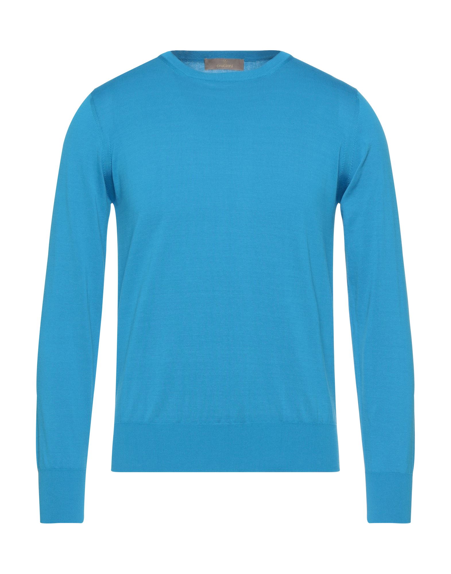 Shop Cruciani Man Sweater Azure Size 42 Cotton In Blue