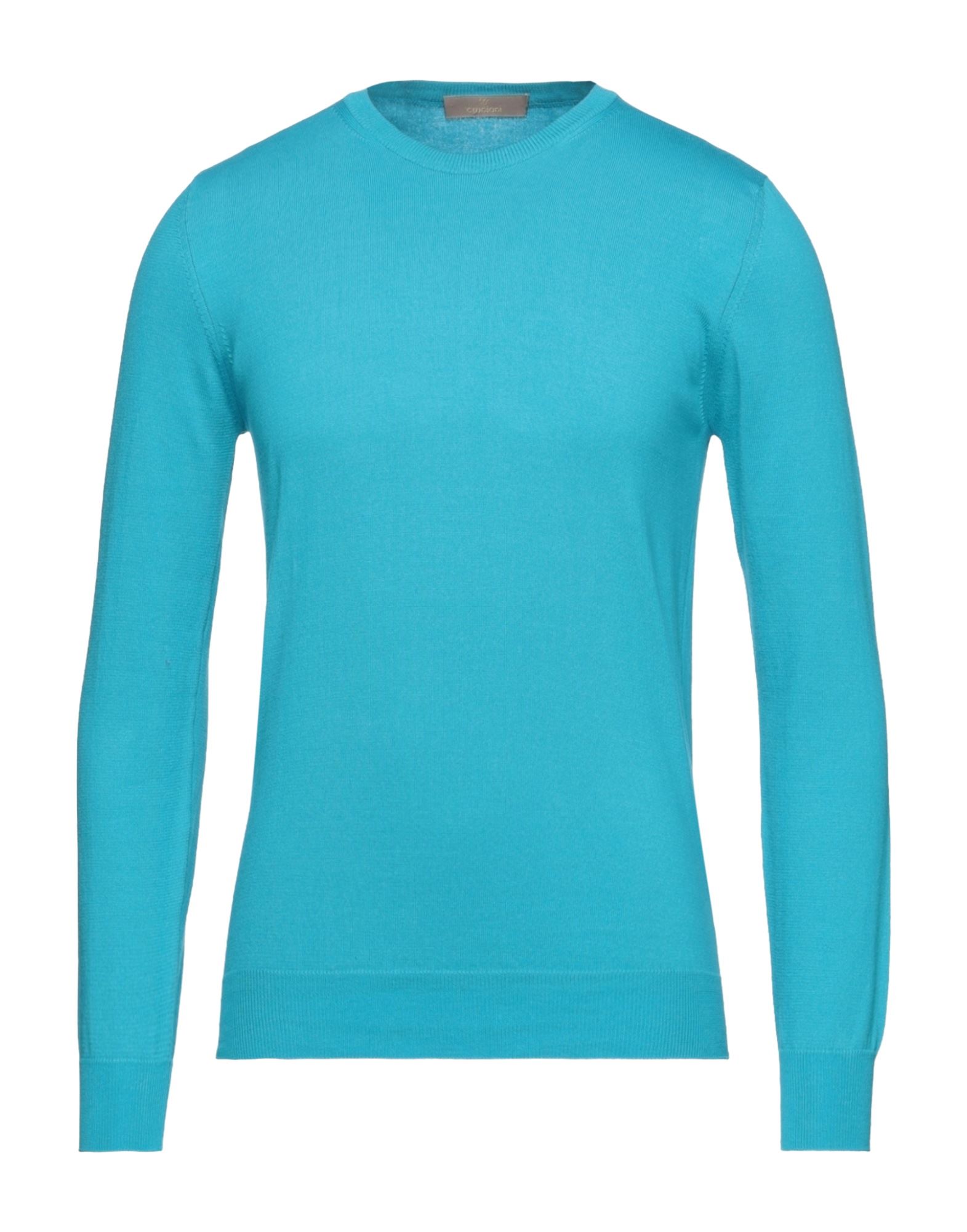 Shop Cruciani Man Sweater Turquoise Size 38 Cotton In Blue