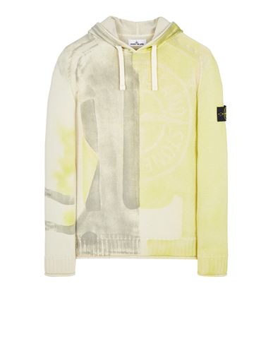 STONE ISLAND 568T1 MANUAL PRINT TREATMENT ‘MOTION SATURATION’ Sweater Herr Natürliches Weiss EUR 476