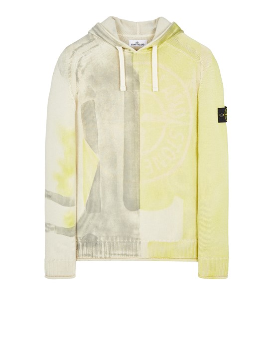  STONE ISLAND 568T1 MANUAL PRINT TREATMENT ‘MOTION SATURATION’ Jersey Hombre Blanco natural