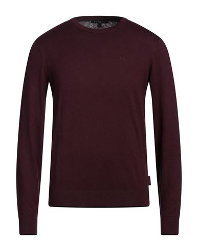 Armani Exchange Man Sweater Burgundy Size L Cotton, Cashmere, Polyamide, Elastane In Brown