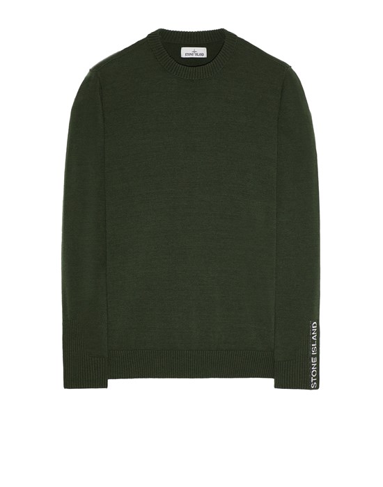  STONE ISLAND 545A8 REFLECTIVE VANISE' LETTERING Sweater Man Olive Green