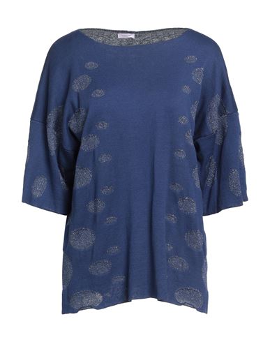 Rossopuro Woman Sweater Blue Size M Cotton, Viscose, Polyamide, Polyester