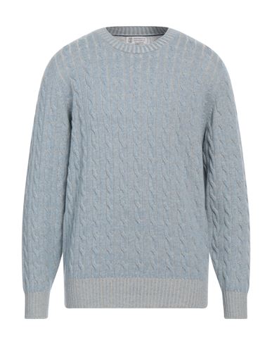 Brunello Cucinelli Man Sweater Sky Blue Size 44 Cashmere