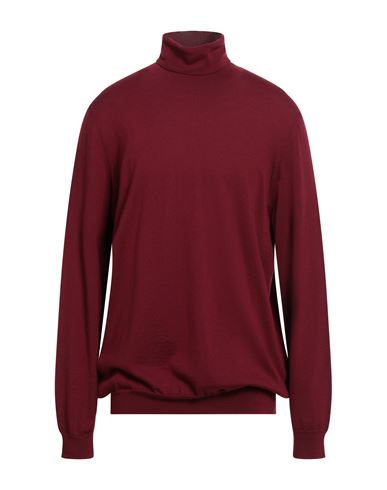 Shop +39 Masq Man Turtleneck Burgundy Size Xxl Merino Wool