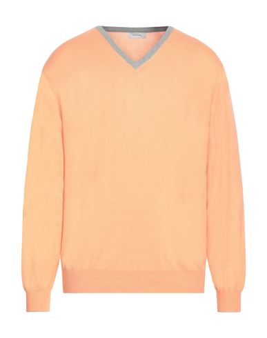 Shop Rossopuro Man Sweater Apricot Size 7 Cotton In Orange