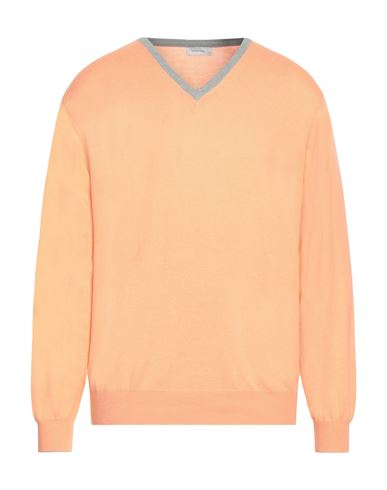 Rossopuro Man Sweater Apricot Size 7 Cotton In Orange