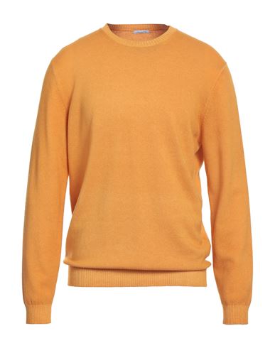 Malo Man Sweater Mandarin Size 44 Virgin Wool In Orange