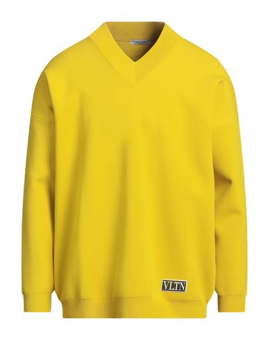 Valentino Garavani Man Sweater Yellow Size L Viscose, Polyester In Yellow