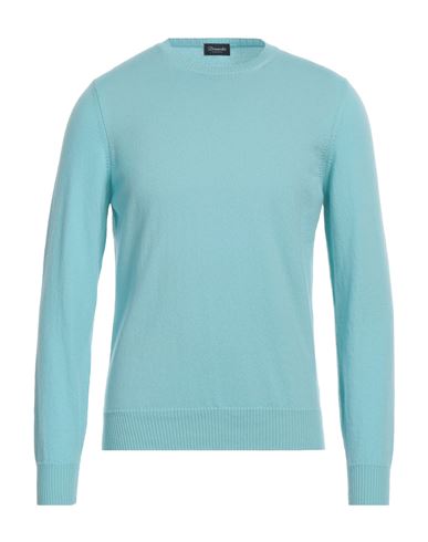 Drumohr Man Sweater Sky Blue Size 48 Cashmere