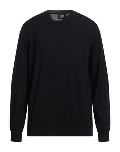 Alpha Studio Man Sweater Midnight Blue Size 44 Wool In Blue