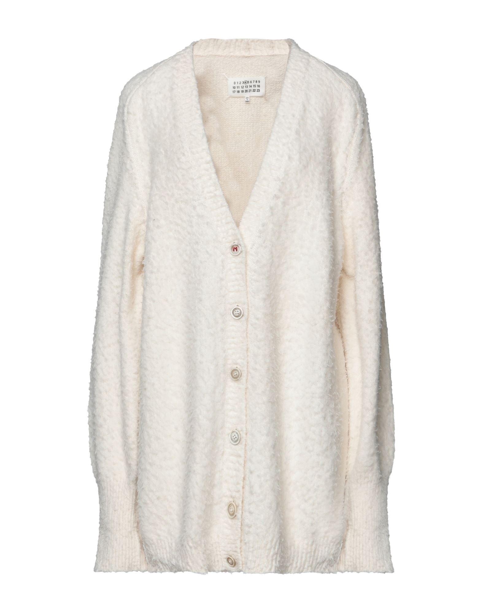 Maison Margiela Off-white Oversized Piled Cardigan In White