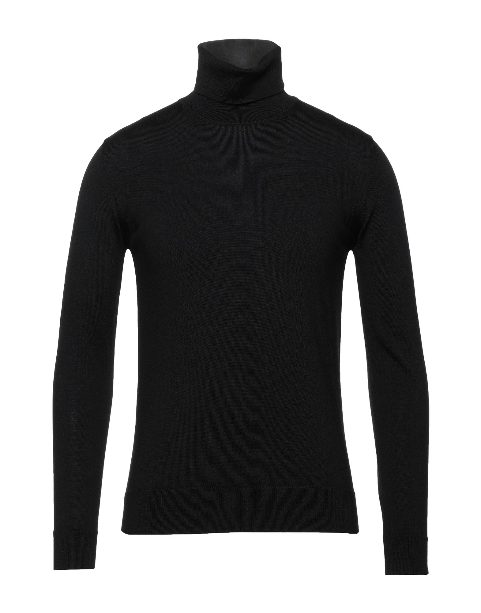 Alpha Studio Man Turtleneck Black Size 40 Merino Wool In Black
