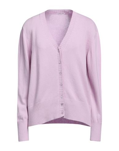 Rossopuro Woman Cardigan Lilac Size L Wool, Cashmere In Purple