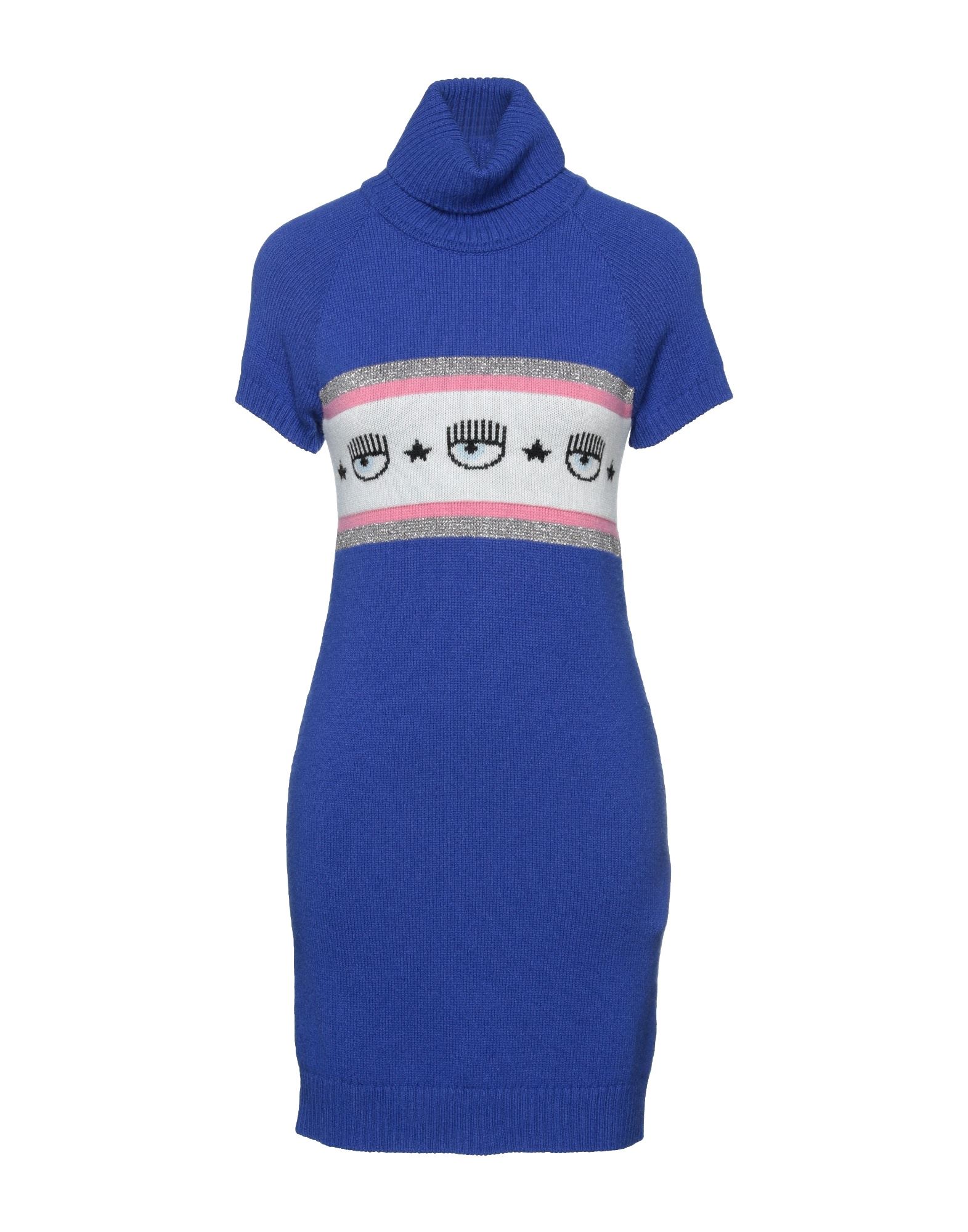 Shop Chiara Ferragni Woman Mini Dress Blue Size M Virgin Wool, Cashmere