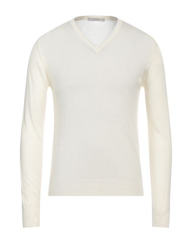 Vneck Man Sweater Cream Size 48 Merino Wool In White
