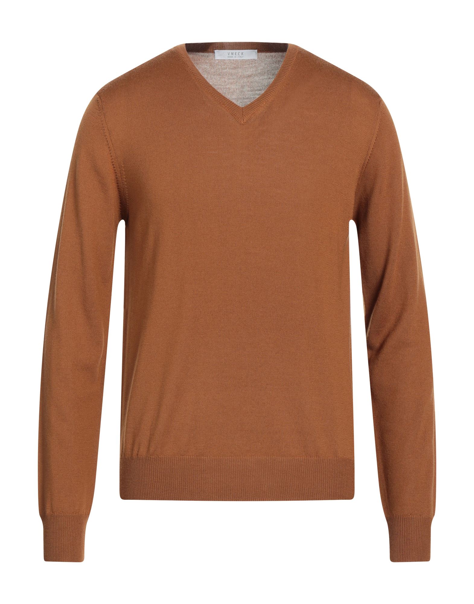 Vneck Man Sweater Brown Size 48 Merino Wool